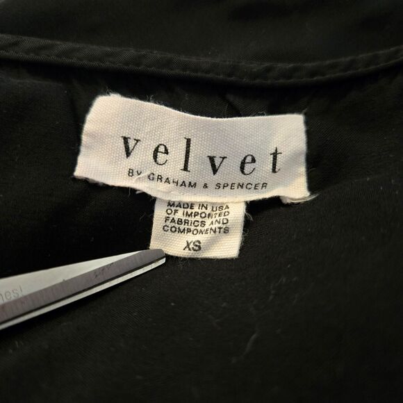 Velvet by Graham Spencer Size Extra Small Dress Wrap Ruffle Black High Low Midi - Picture 6 of 8
